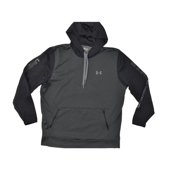 Under Armour Men's ColdGear Pullover Hoodie Size 2XL Black Gray Loose Polyester - Picture 1 of 8
